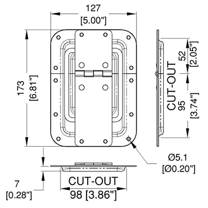 Penn Elcom P2558z stopscharnier en dekselstop groot met verzet P2558z stopscharnier en dekselstop groot met verzet