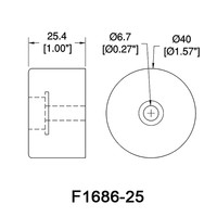 F1686/25 rubber voet 40x25mm met stalen ring