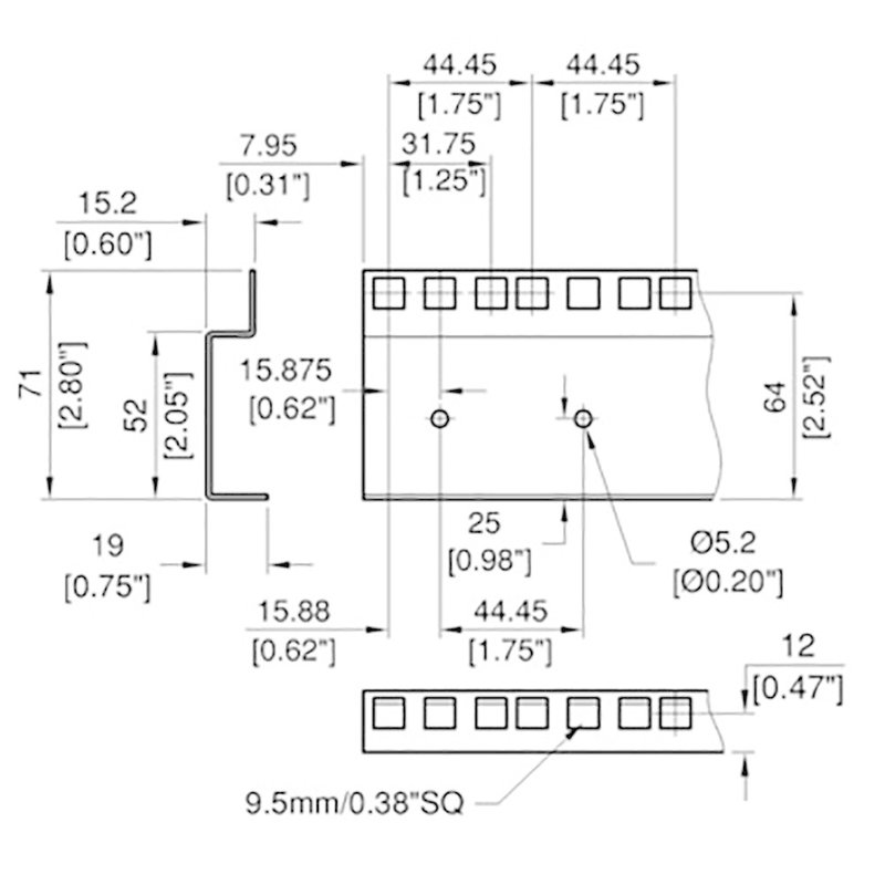 Penn Elcom RG-6145-03 dubbel rackprofiel 2mm staal 3HE RG-6145-03 dubbel rackprofiel 2mm staal 3HE