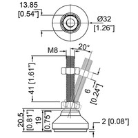 F3000 verstelbare voetjes M8 (4 stuks)