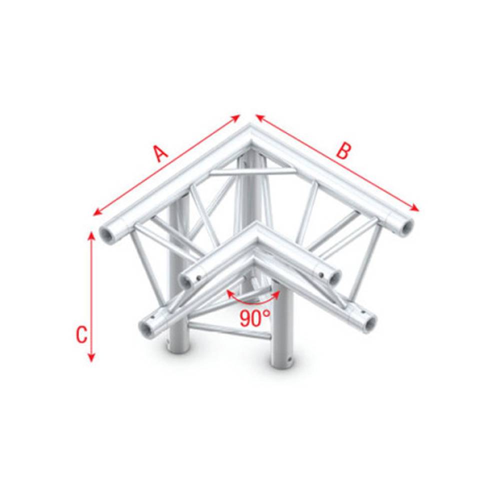 Showtec FT30 Driehoek truss 013 3-weg hoek 90g apex down