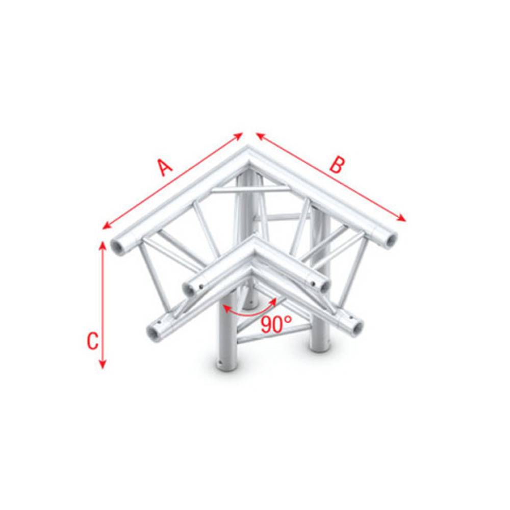 Showtec FT30 Driehoek truss 012 3-weg hoek 90g apex down