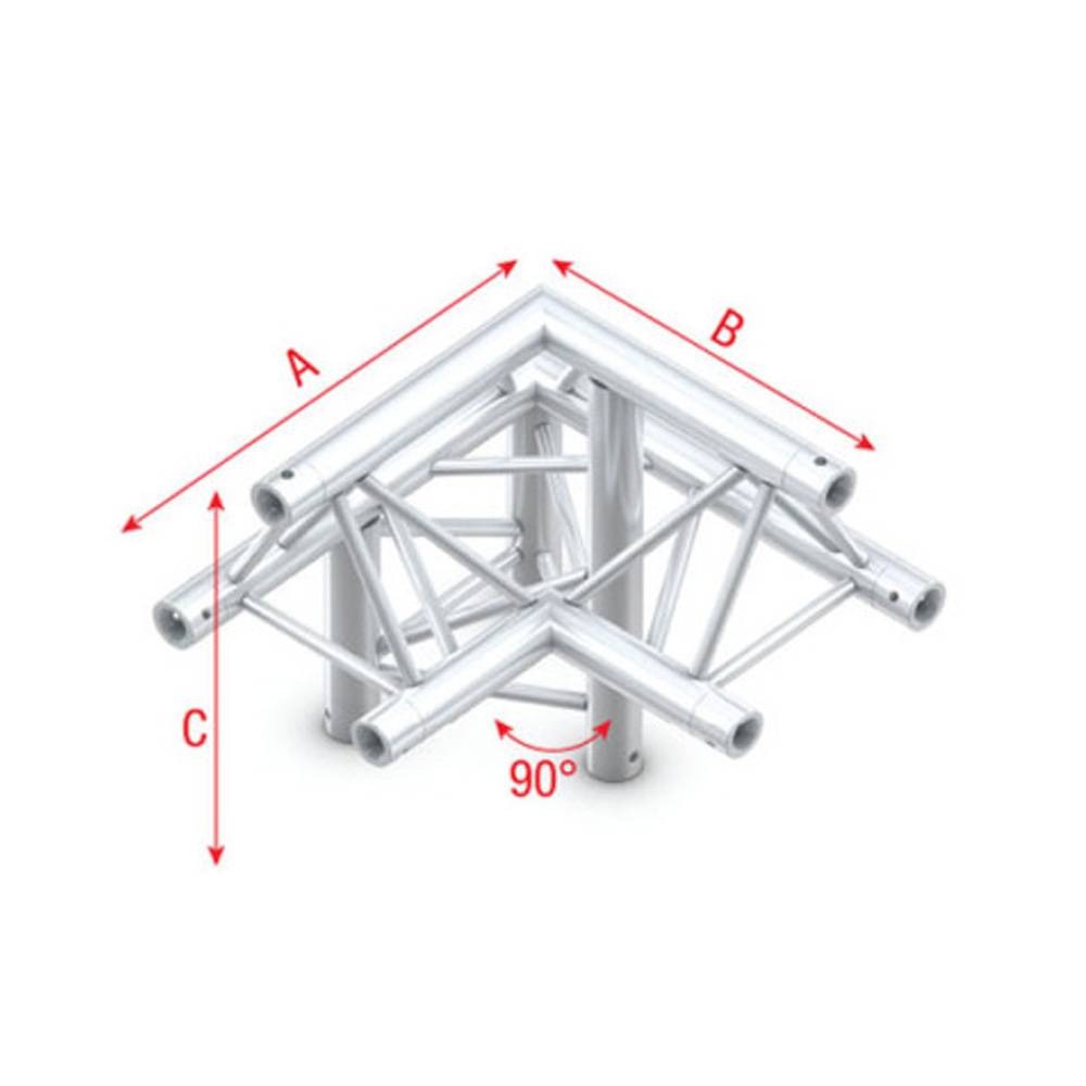 Showtec FT30 Driehoek truss 011 3-weg hoek 90g apex up