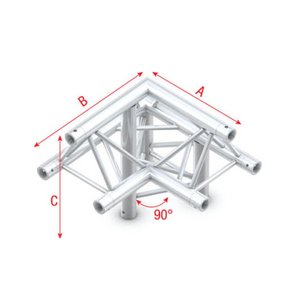 Showtec FT30 Driehoek truss 010 3-weg hoek 90g apex up Showtec FT30 Driehoek truss 010 3-weg hoek 90g apex up