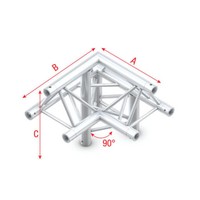 Showtec GT30 Driehoek truss 010 3-weg hoek 90g apex up GT30 Driehoek truss 010 3-weg hoek 90g apex up