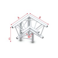 Showtec GT30 Driehoek truss 013 3-weg hoek 90g apex down GT30 Driehoek truss 013 3-weg hoek 90g apex down