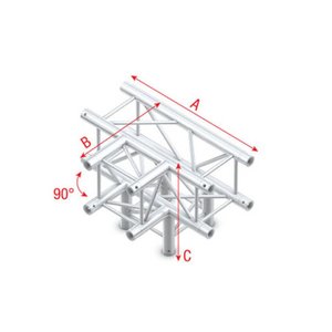 Showtec PQ30 Vierkant truss 020 4-weg T-stuk 90g