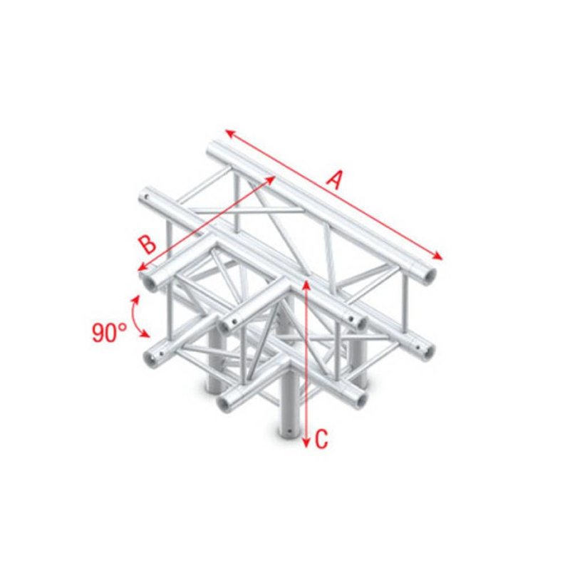PQ30 Vierkant truss 020 4-weg T-stuk 90g