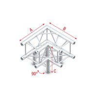 Showtec GQ30 Vierkant truss 012 3-weg hoek 90g GQ30 Vierkant truss 012 3-weg hoek 90g
