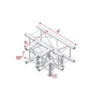 Showtec GQ30 Vierkant truss 020 4-weg T-stuk 90g GQ30 Vierkant truss 020 4-weg T-stuk 90g