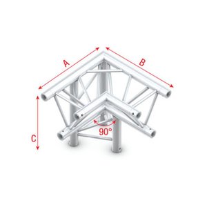 Showtec DT22 Decotruss 013 3-weg hoek 90g apex down