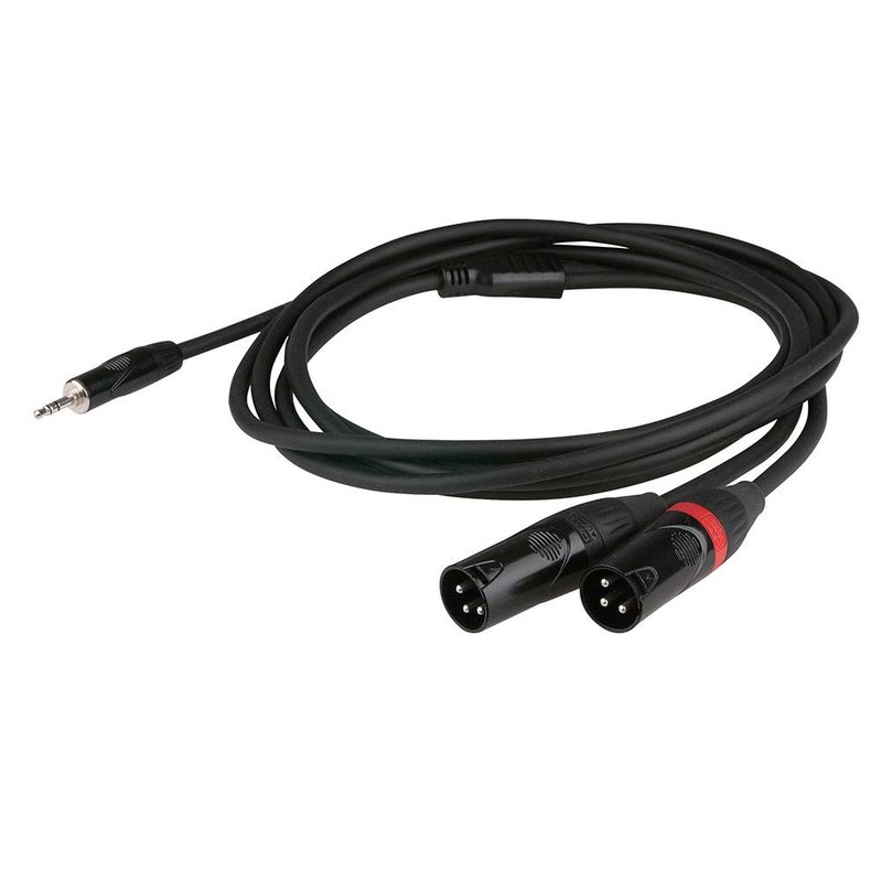 FLX46 minijack naar 2x XLR male verloopkabel 1.5m