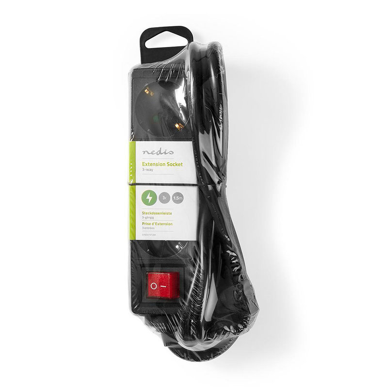 3-weg stekkerdoos met aan-uitschakelaar