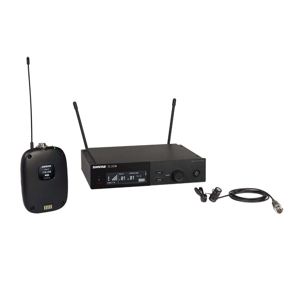 Shure SLXD14/83-K59 draadloze WL183 dasspeld microfoon set afbeelding