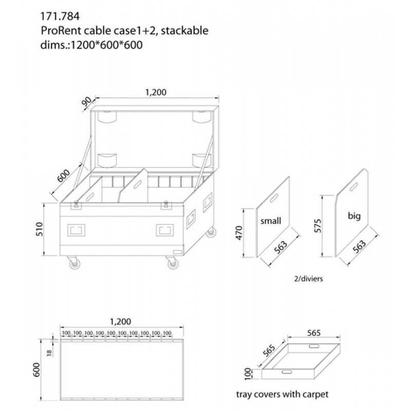 PD-FA2 Kabel flightcase 2D met extra opbergvak