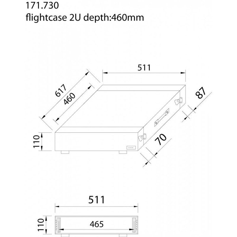 PD-F2U 19 inch flightcase 2 HE