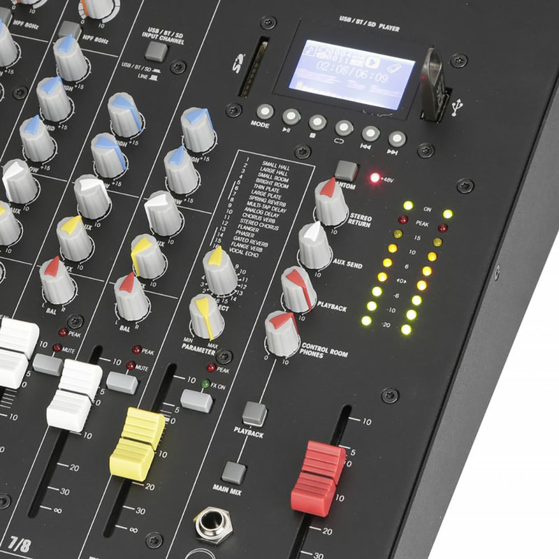 Audiophony MPX8 8-kanaals PA mixer en mediaspeler MPX8 8-kanaals PA mixer en mediaspeler