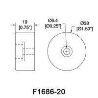 F1686/20 rubber voet 40x19mm met stalen ring