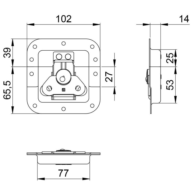 17293SP Medium inbouw vlinderslot met verzet 14mm diep