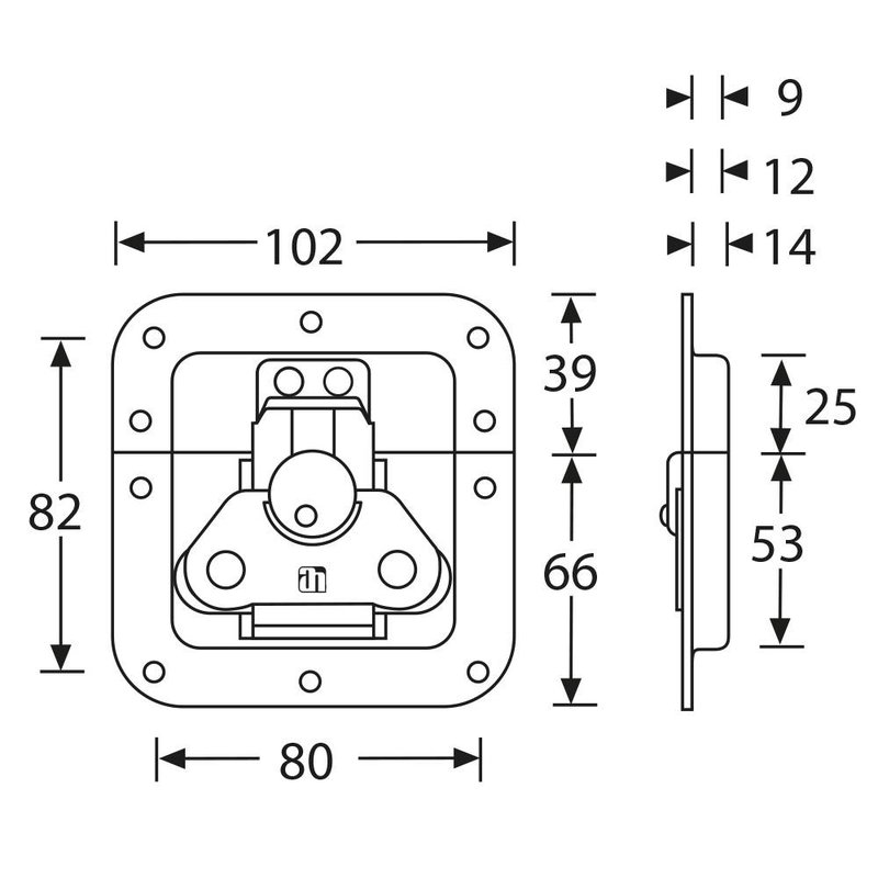 17291S Medium inbouw vlinderslot 12mm diep