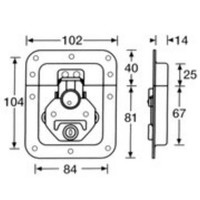 17290LS Medium inbouw vlinderslot met slot 14mm diep