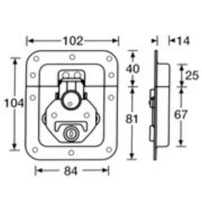 17290LS Medium inbouw vlinderslot met slot 14mm diep