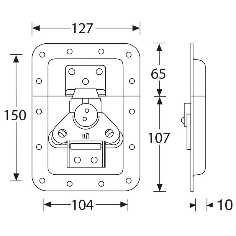 17254S Groot inbouw vlinderslot 10mm diep