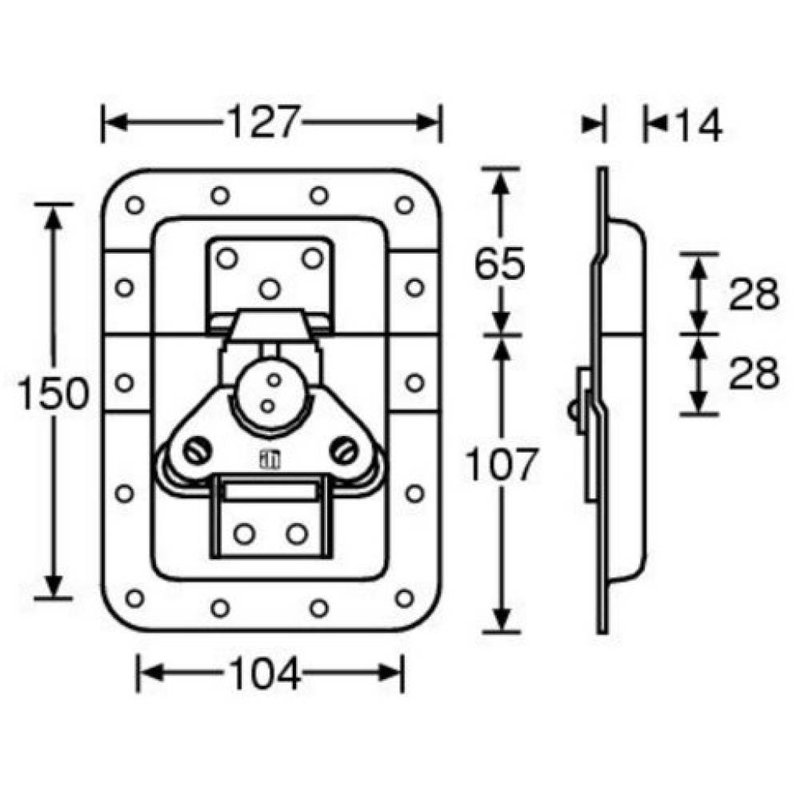 17251SP Groot inbouw vlinderslot met verzet 14mm diep