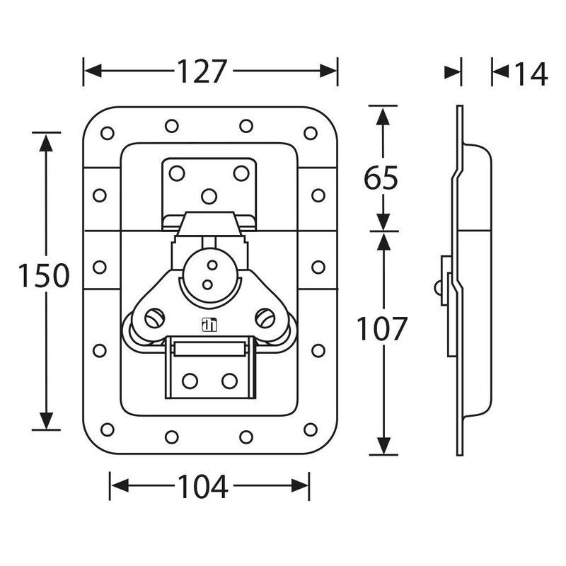17251S Groot inbouw vlinderslot met verzet 14mm diep