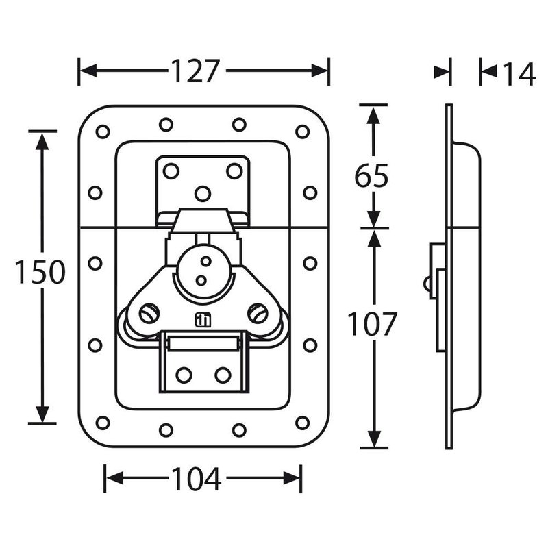 17250SP Groot inbouw vlinderslot 14mm diep