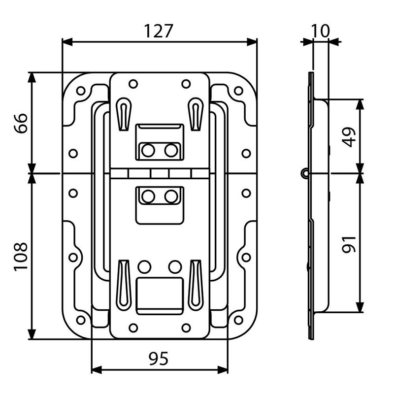 270838 Groot Inbouw stopscharnier met verzet