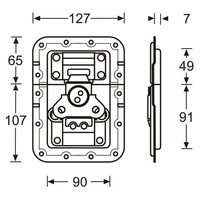 172571 Groot inbouw vlinderslot met verzet en revet bescherming 7mm diep