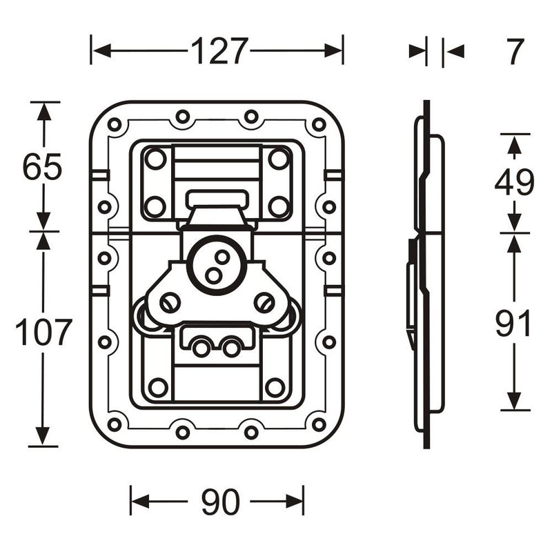172571 Groot inbouw vlinderslot met verzet en revet bescherming 7mm diep