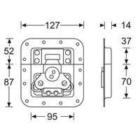 Groot inbouw vlinderslot kort 14mm diep