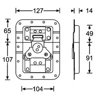 Groot inbouw vlinderslot lang met verzet 14mm diep