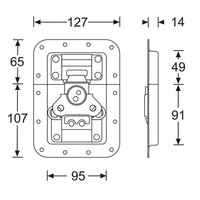 Groot inbouw vlinderslot lang 14mm diep