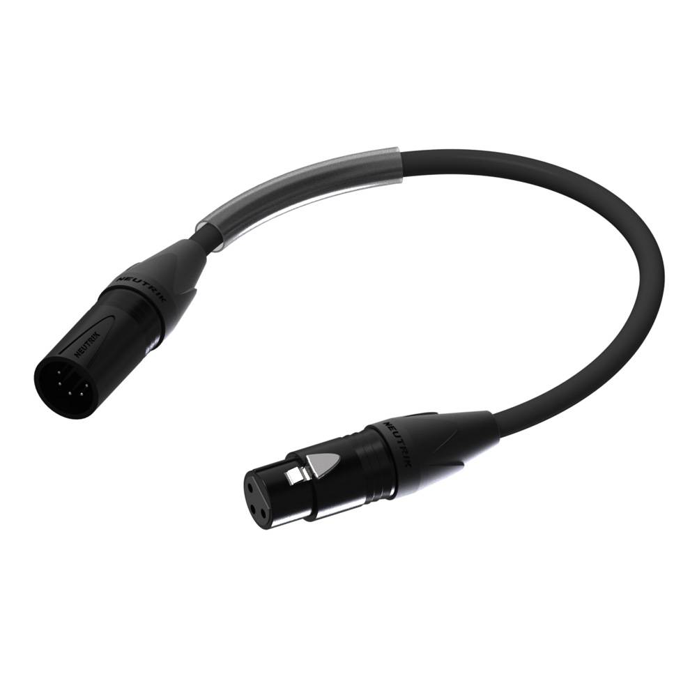 Procab PLP155 DMX verloopkabel 3p XLR female naar 5P XLR male afbeelding