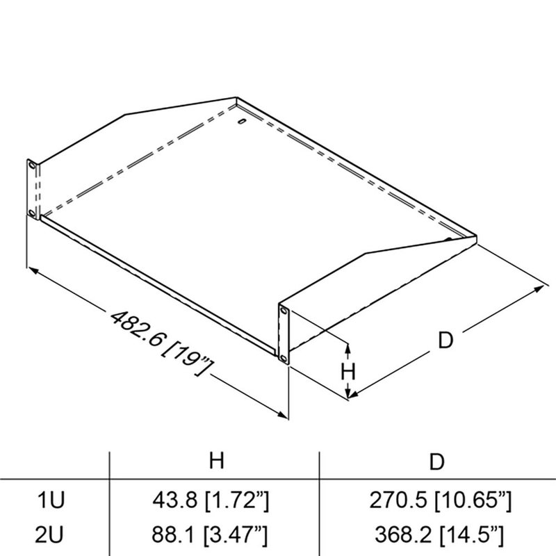 R1194/1Uk 19 inch inlay 1HE 272mm diep