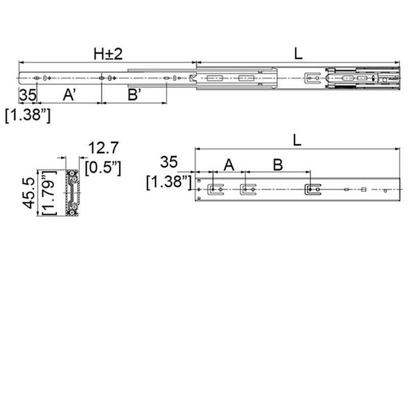 MG-6550 ladegeleider 500mm soft closing (2 stuks)