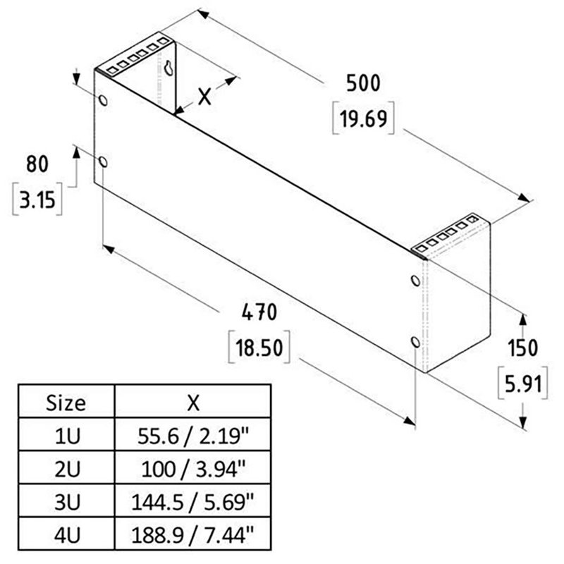 R2510-2U 19 inch kast voor tafel- of wandmontage 2HE