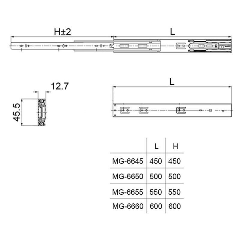 MG-6645 ladegeleider 450mm push open (2 stuks)
