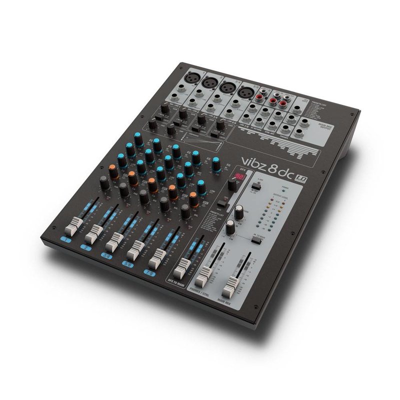 VIBZ 8DC 8-kanaals PA-mixer met effecten en compressor