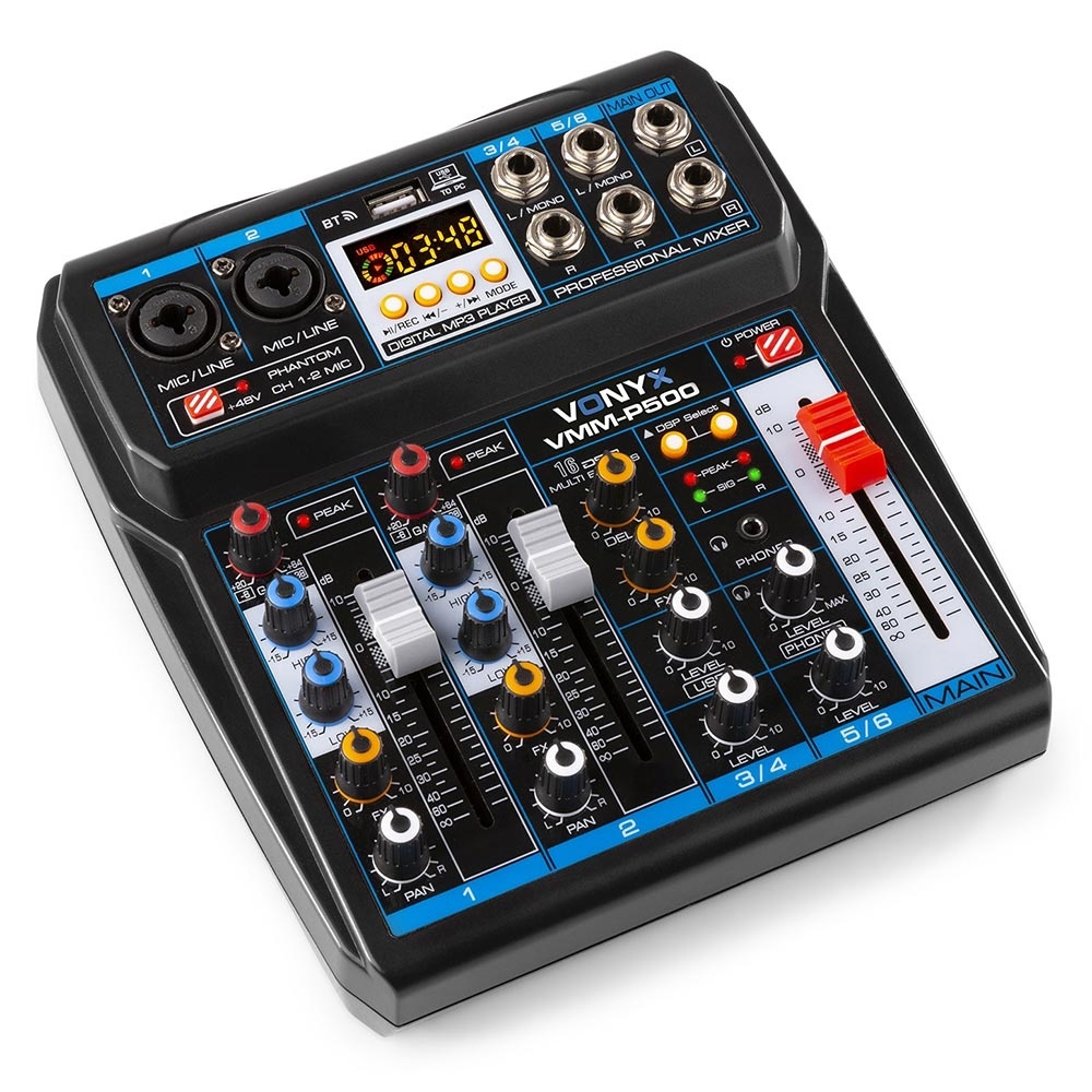 Vonyx VMM-P500 4-kanaals mixer met USB, BT & MP3-speler afbeelding