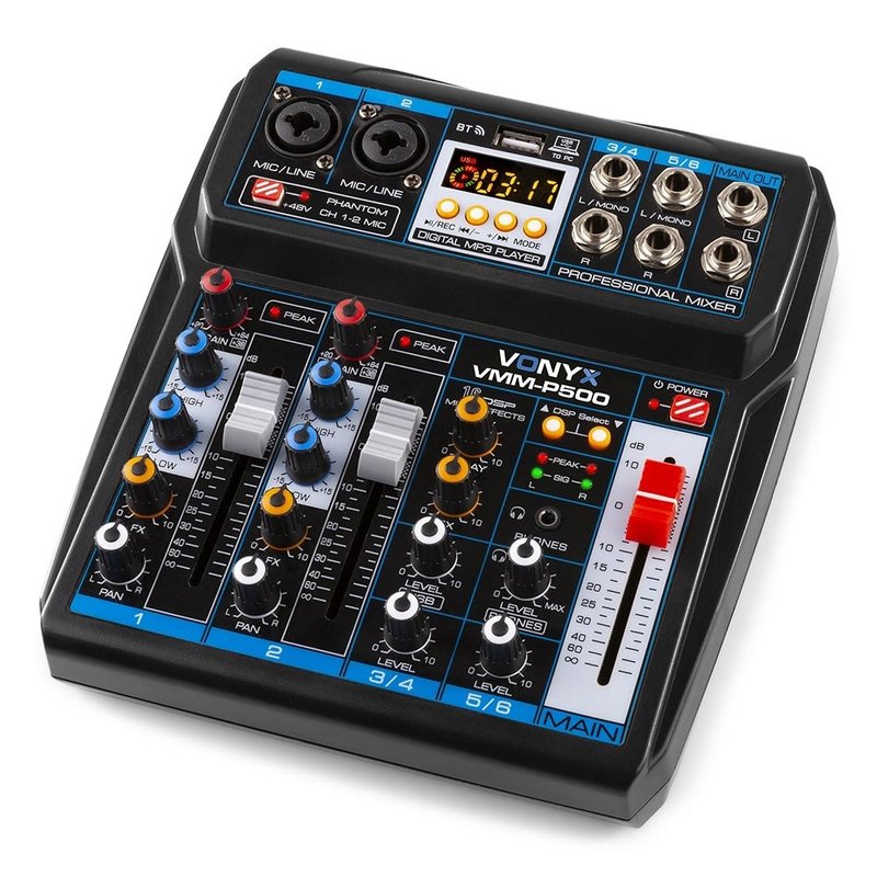 Vonyx VMM-P500 4-kanaals mixer met USB, BT & MP3-speler VMM-P500 4-kanaals mixer met USB, BT & MP3-speler