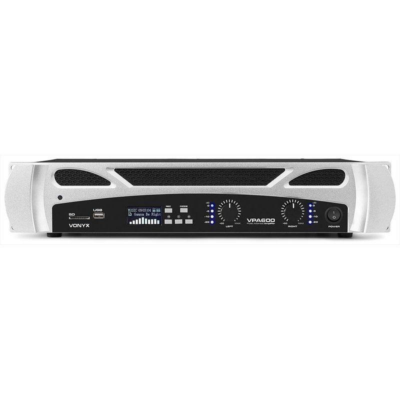 Vonyx VPA600 PA versterker 2x 300W met USB, BT & MP3-speler VPA600 PA versterker 2x 300W met USB, BT & MP3-speler