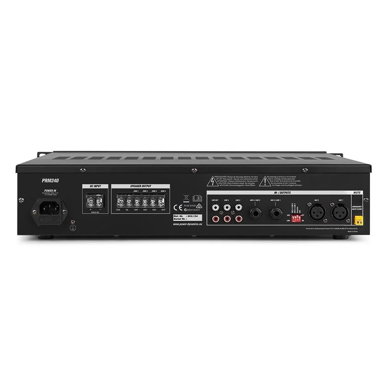 PRM240 100V zoneversterker, mixer & mediaspeler 240W