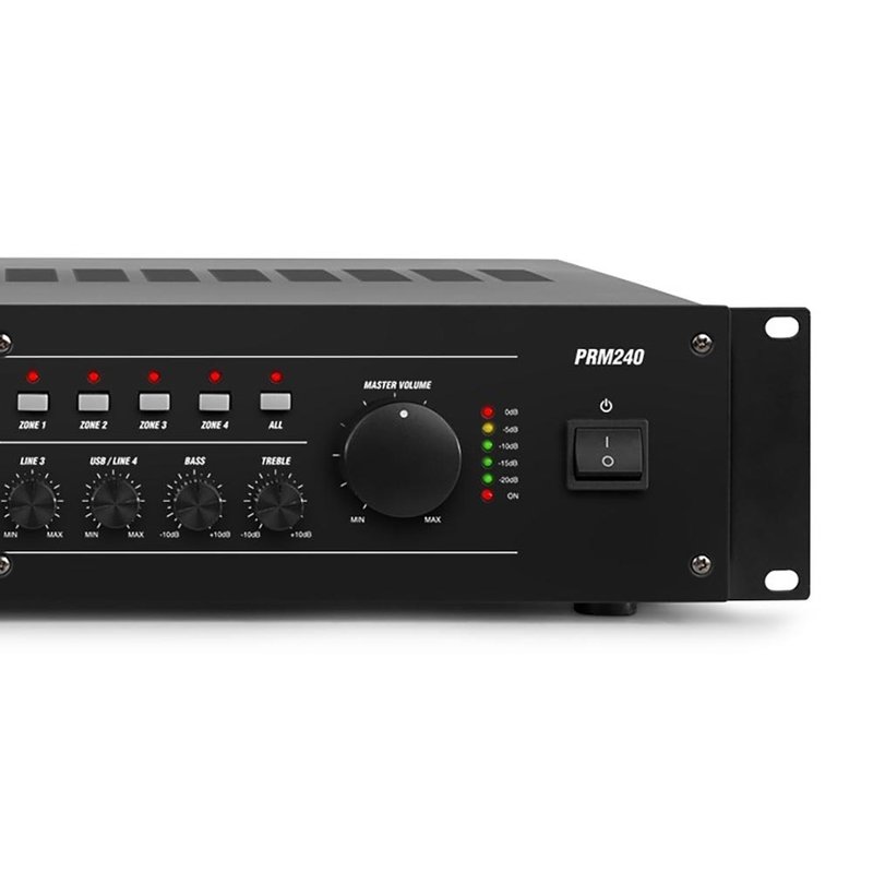 PRM240 100V zoneversterker, mixer & mediaspeler 240W