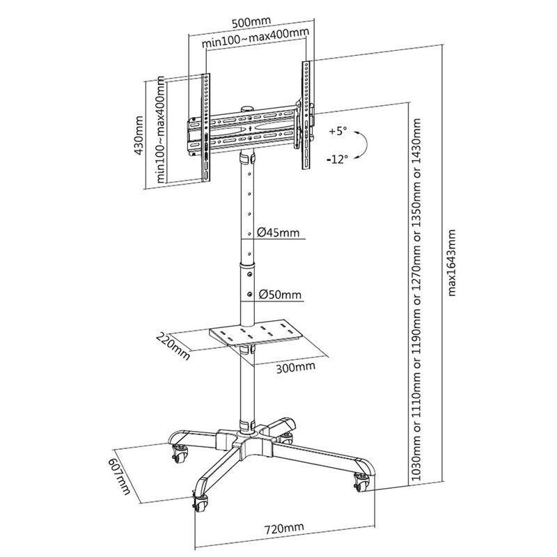 MFS30 tv-standaard op wielen 32-65 inch