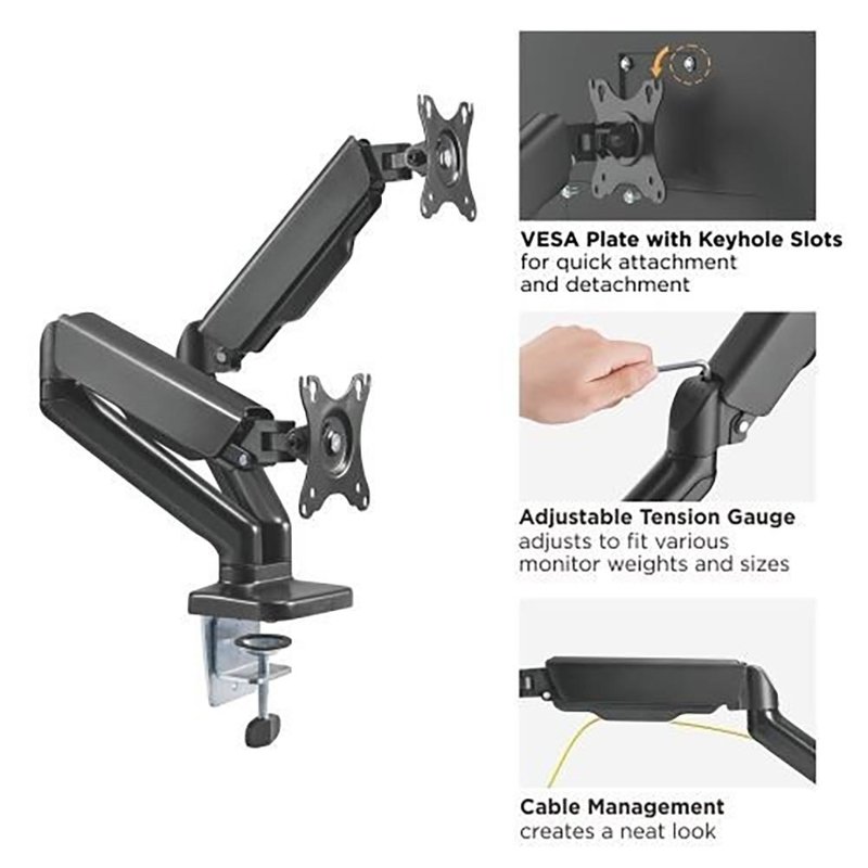 MAD20G dubbele gasveer monitorarm 17-32 inch
