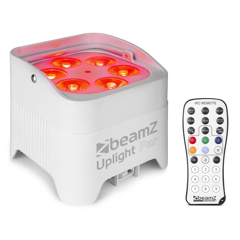 BeamZ BBP96SW verticale LED-par op accu RGBAW-UV WDMX wit afbeelding